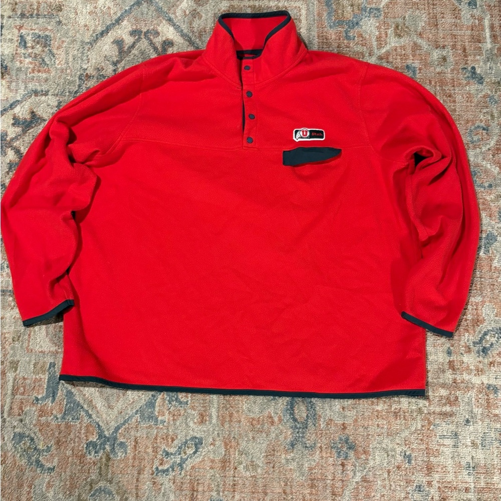 Red Pullover Fleece with Black Trim